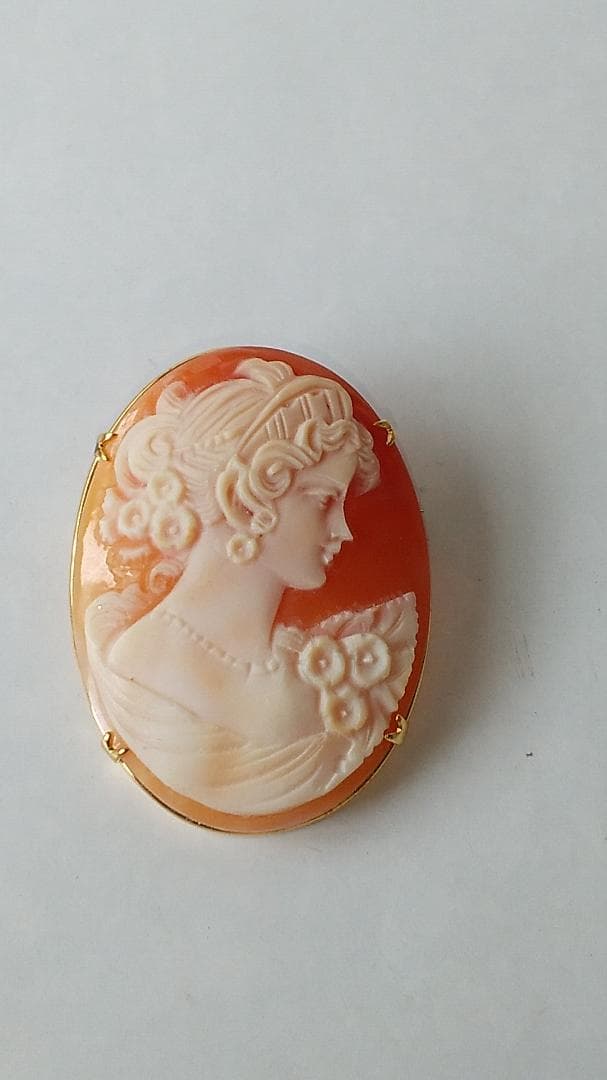 シェルカメオ CAMEO ブローチ 2WAY サイン入り ヴィンテージ 美品