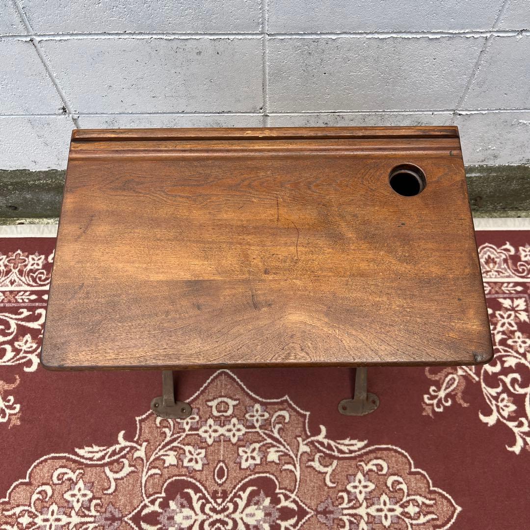 USA製 ビンテージ品◾️鉄脚アイアンレッグ×木製天板 スクールデスク 机