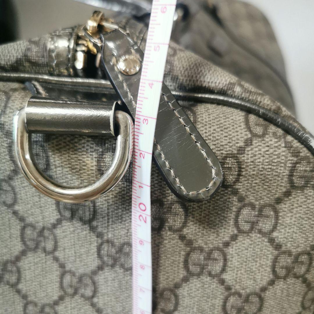 GUCCI　ボストンバックGG柄　シルバーメッキ調