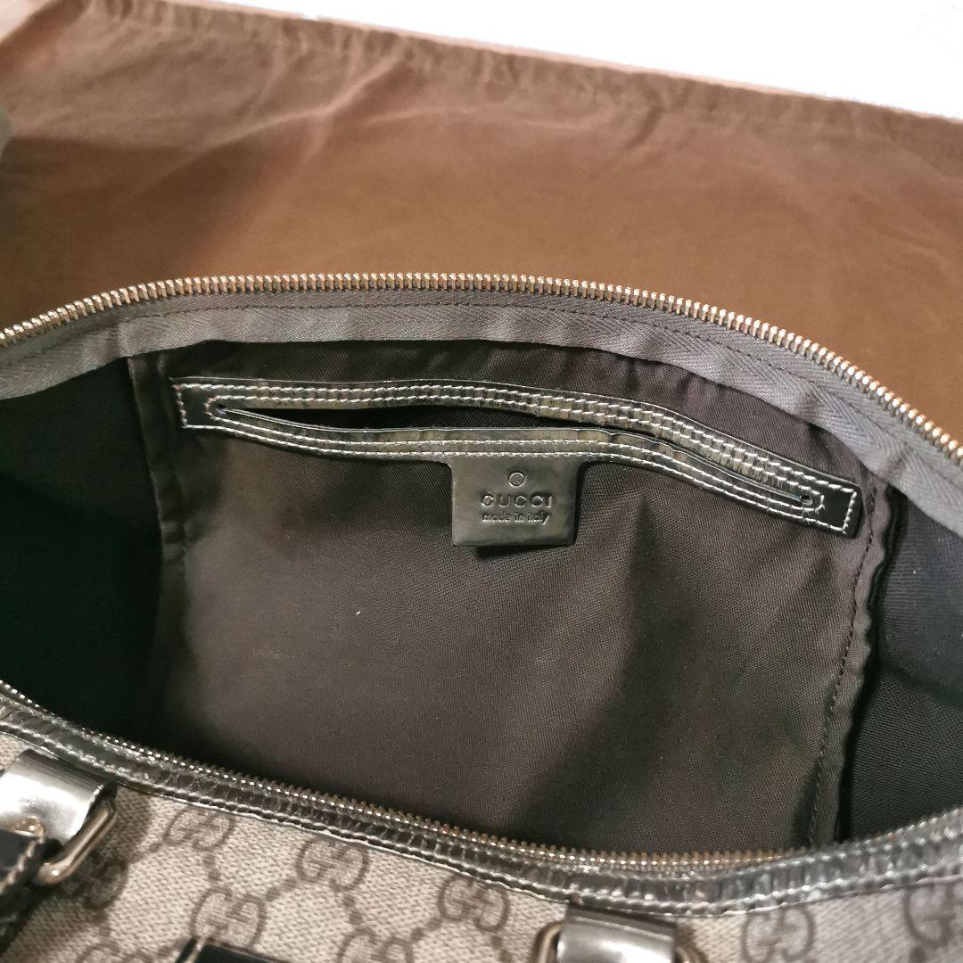 GUCCI　ボストンバックGG柄　シルバーメッキ調