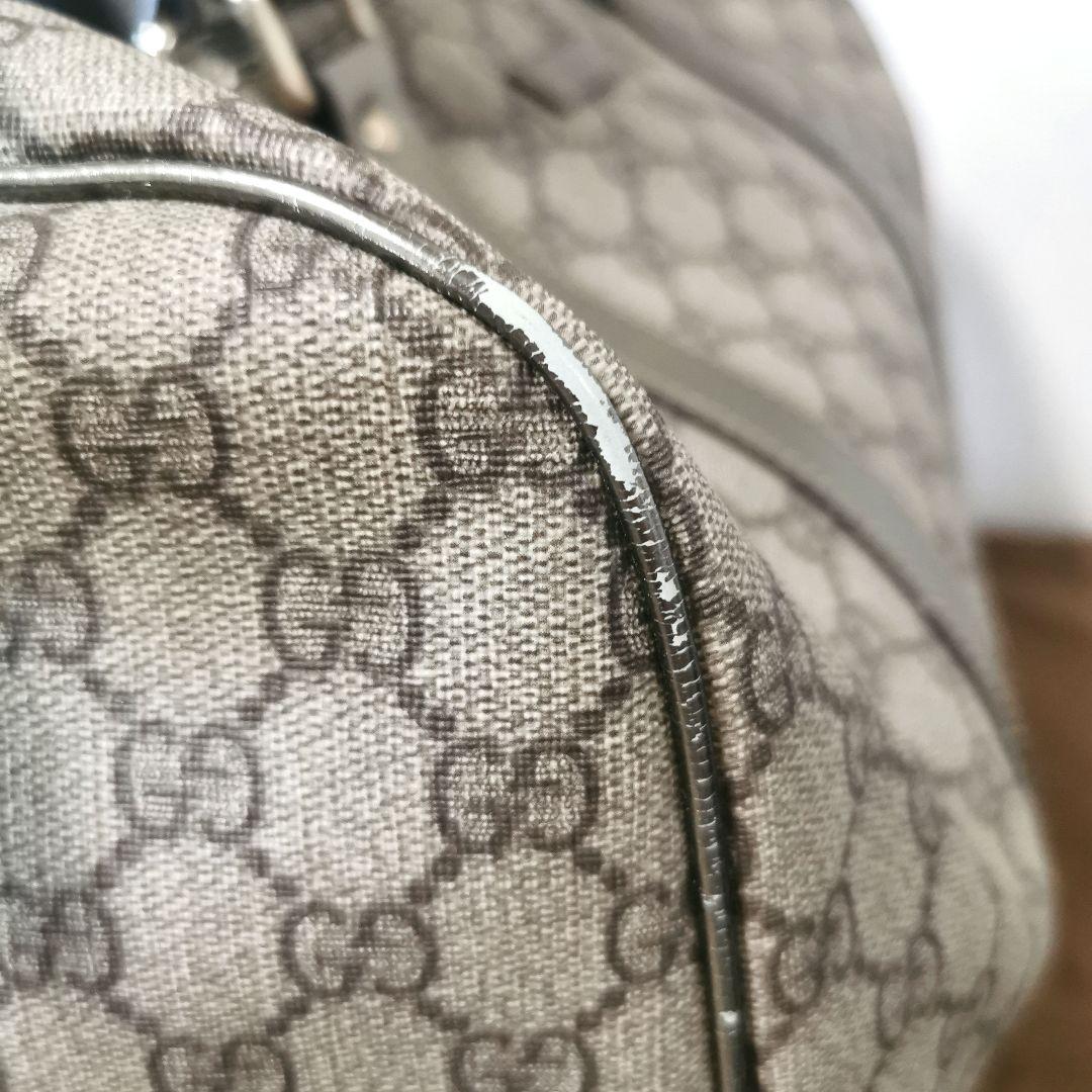 GUCCI　ボストンバックGG柄　シルバーメッキ調