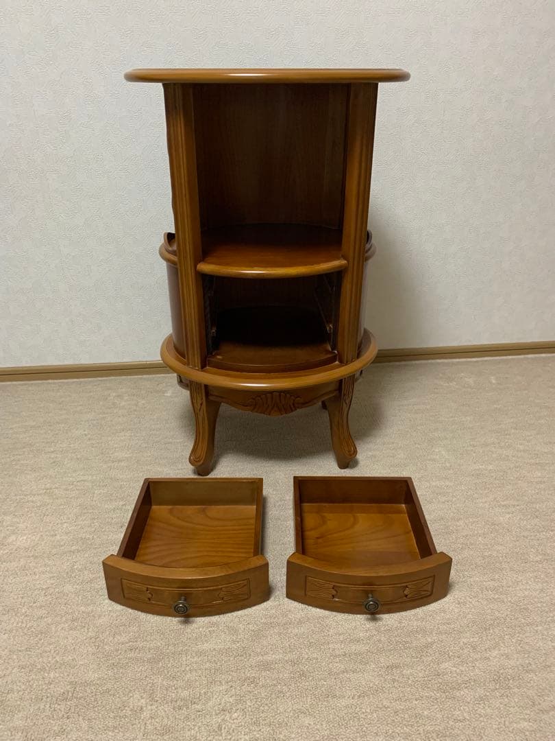 ウッドカラー 電話台 2段収納 引き出し付き