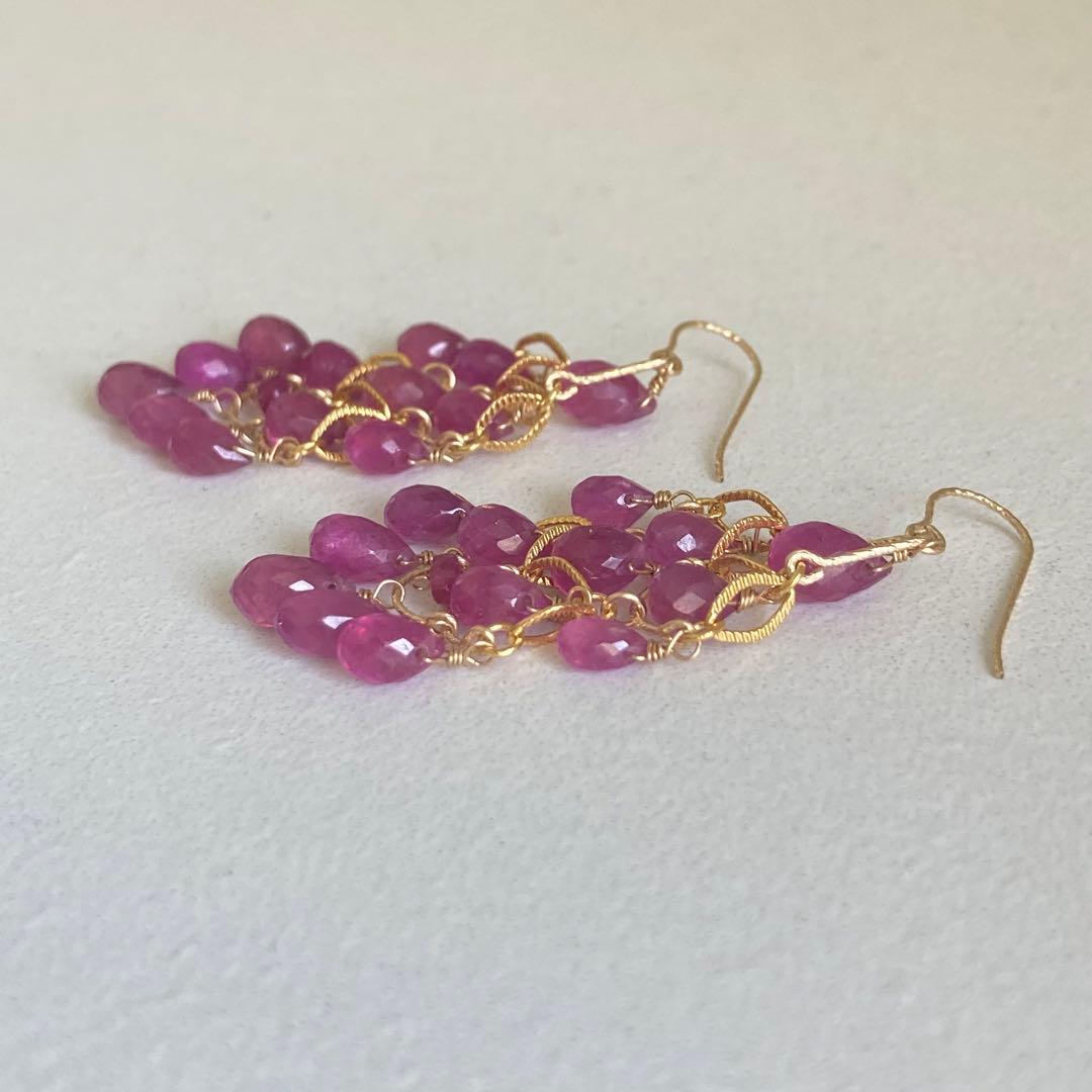 ルビーのシャンデリアピアス