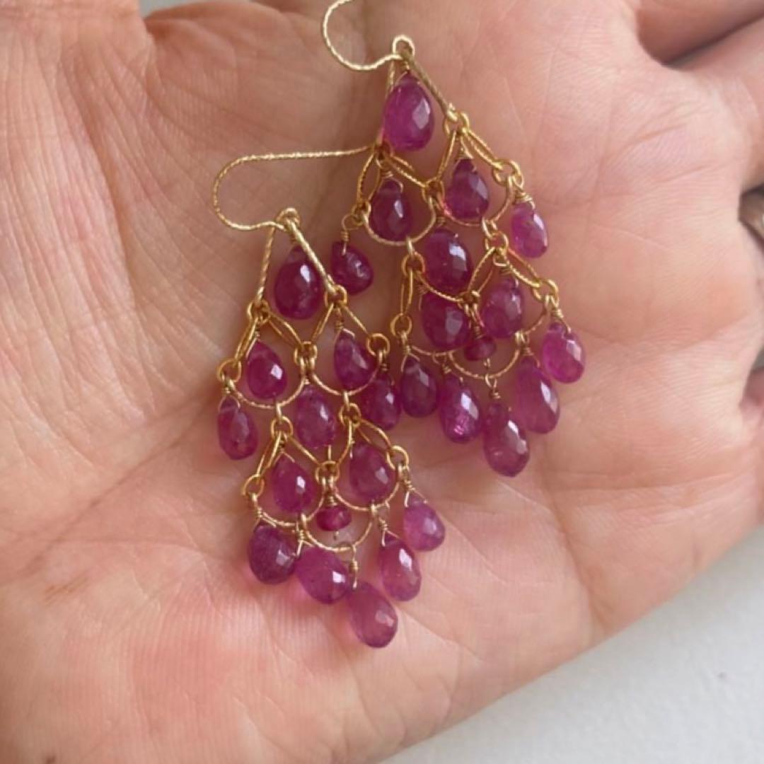 ルビーのシャンデリアピアス