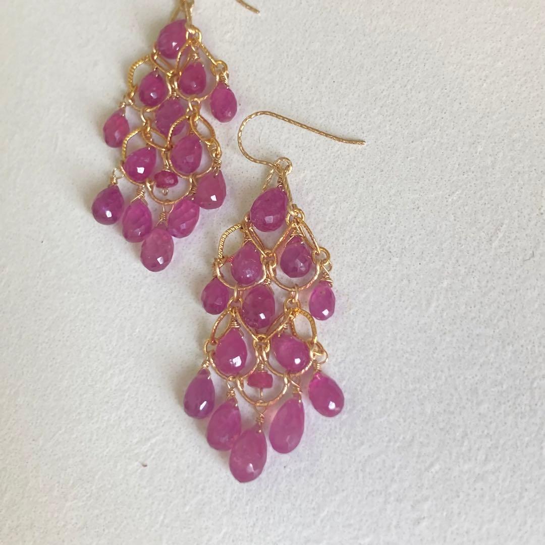ルビーのシャンデリアピアス