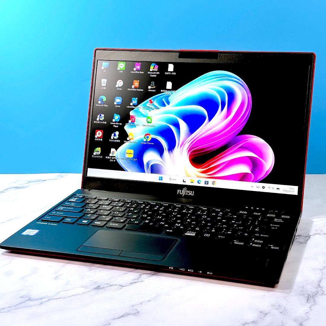 超薄型軽量☆corei5 第8世代高年式★指紋認証★希少レッド・ノートパソコン