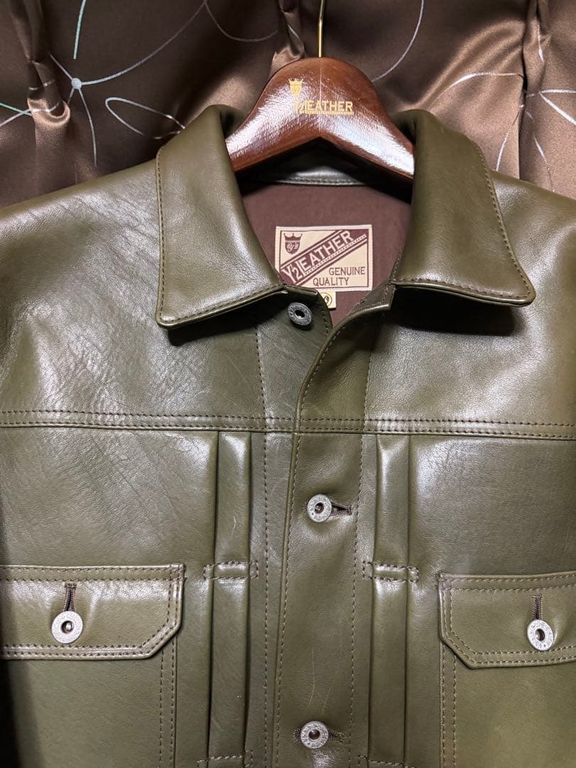 Y'2 LEATHER Gジャン2ndタイプ オリーブ サイズ40