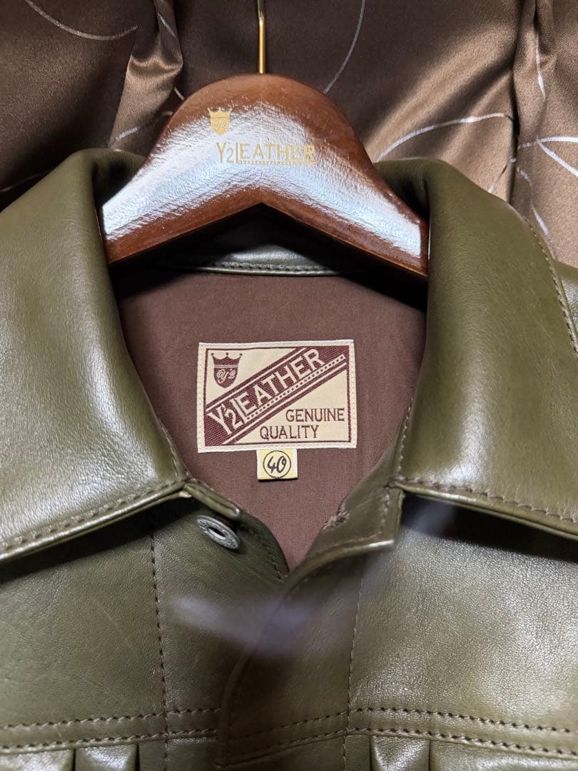 Y'2 LEATHER Gジャン2ndタイプ オリーブ サイズ40