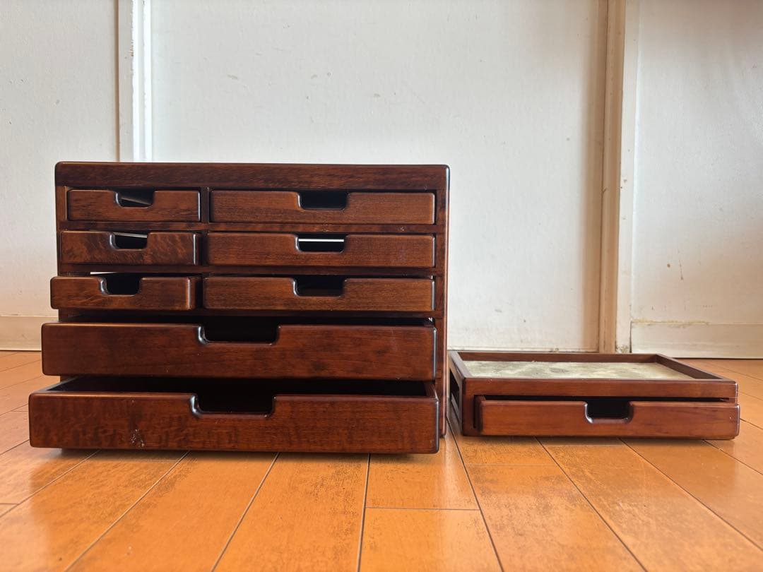 豊岡クラフト製　高級木製収納セット　文具シェルフ(A4対応)➕ミニトレイ付き