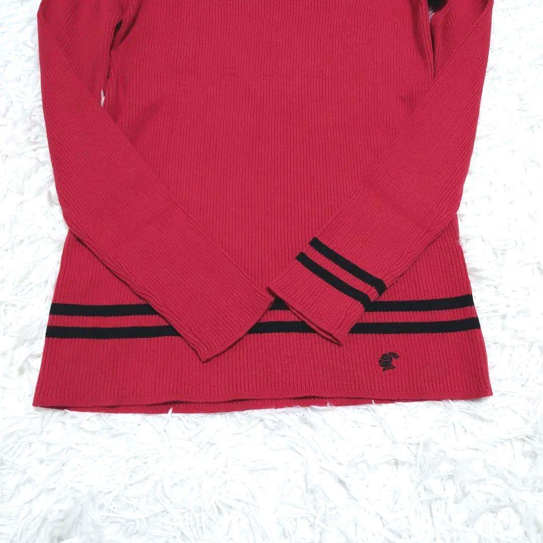 未使用タグ付き　カシミヤ混　ラブレス　タートルネックセーター　リブニット　赤　M