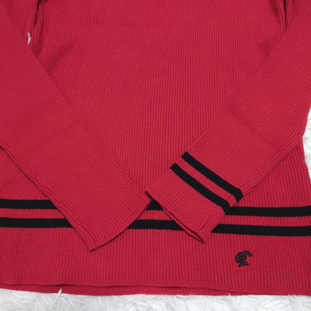 未使用タグ付き　カシミヤ混　ラブレス　タートルネックセーター　リブニット　赤　M