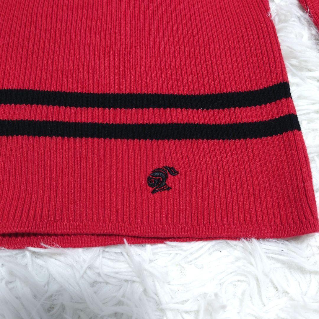 未使用タグ付き　カシミヤ混　ラブレス　タートルネックセーター　リブニット　赤　M