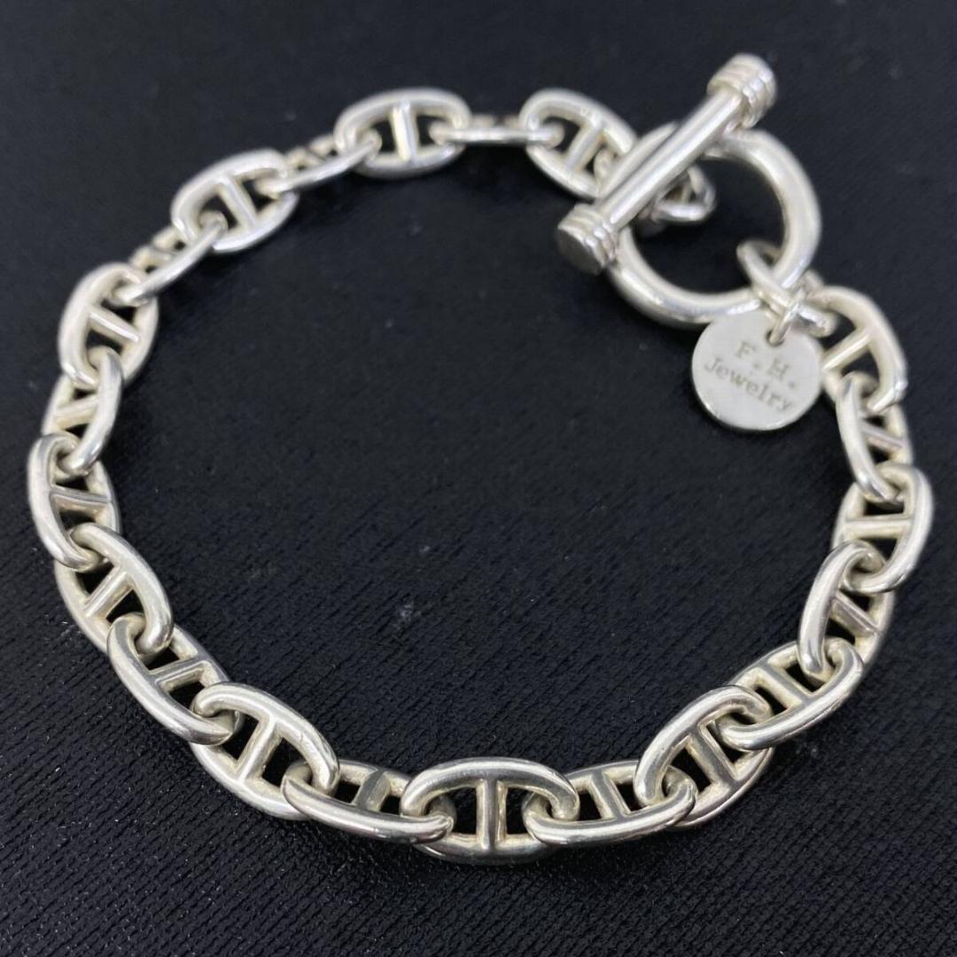 美品 F.H. シルバー 925 アンカー デザイン チェーン ブレスレット
