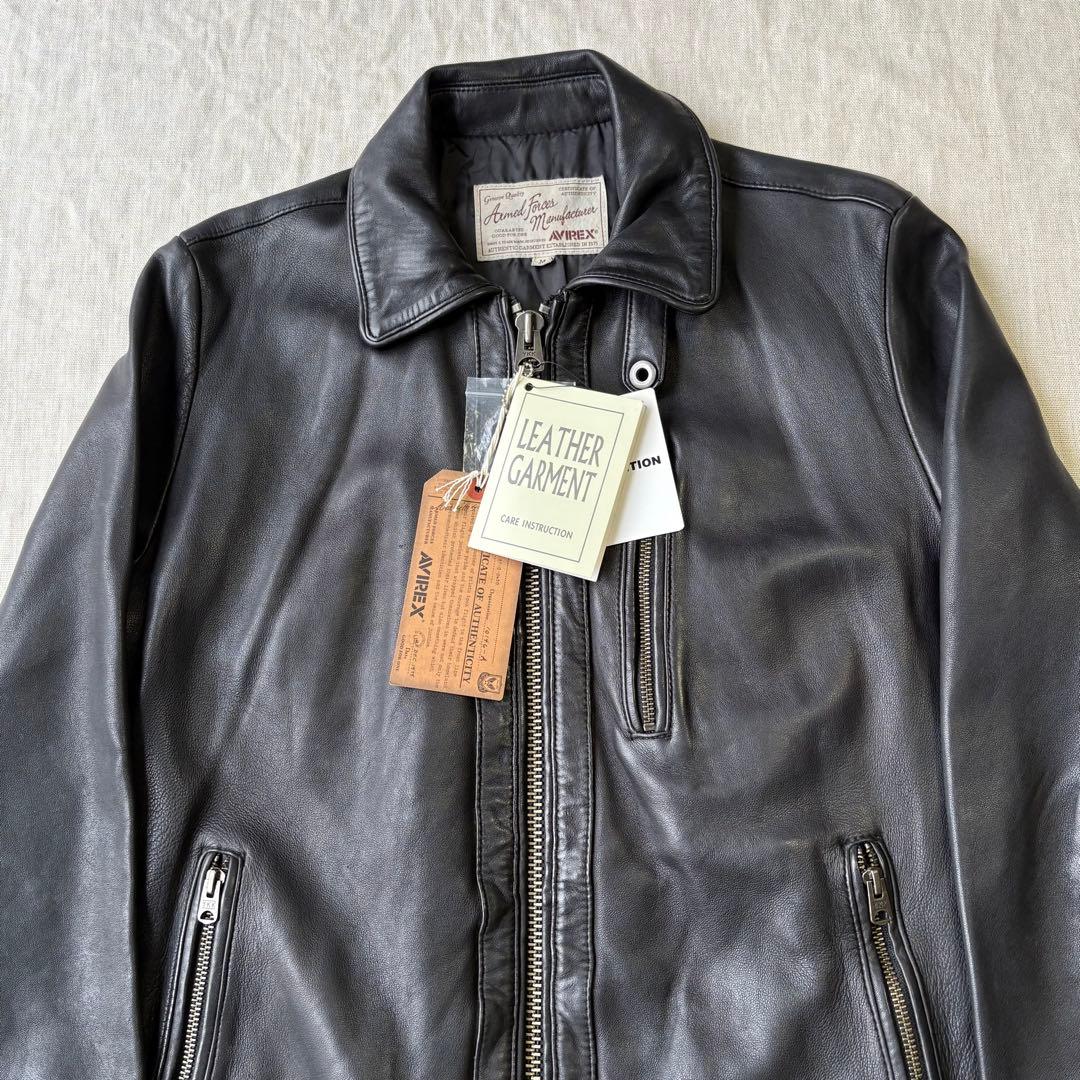 未使用 AVIREX ラムレザー シングルライダースジャケット 6161063