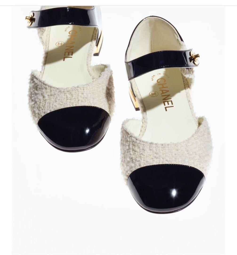 シャネル　ツイードバレリーナ　美品36ハーフ