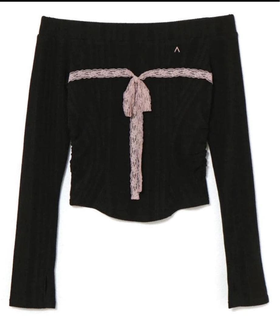ANDMARY Della ribbon tops black ブラック