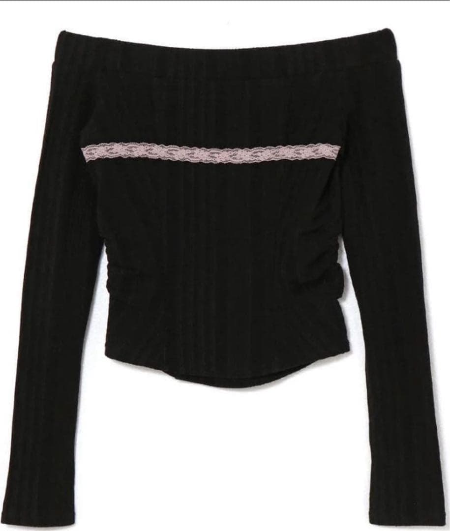 ANDMARY Della ribbon tops black ブラック