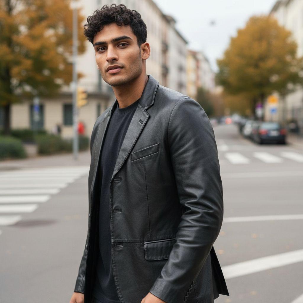 ポールスミスコレクション　ラムレザーテーラードジャケット　ブラック　シングル　黒