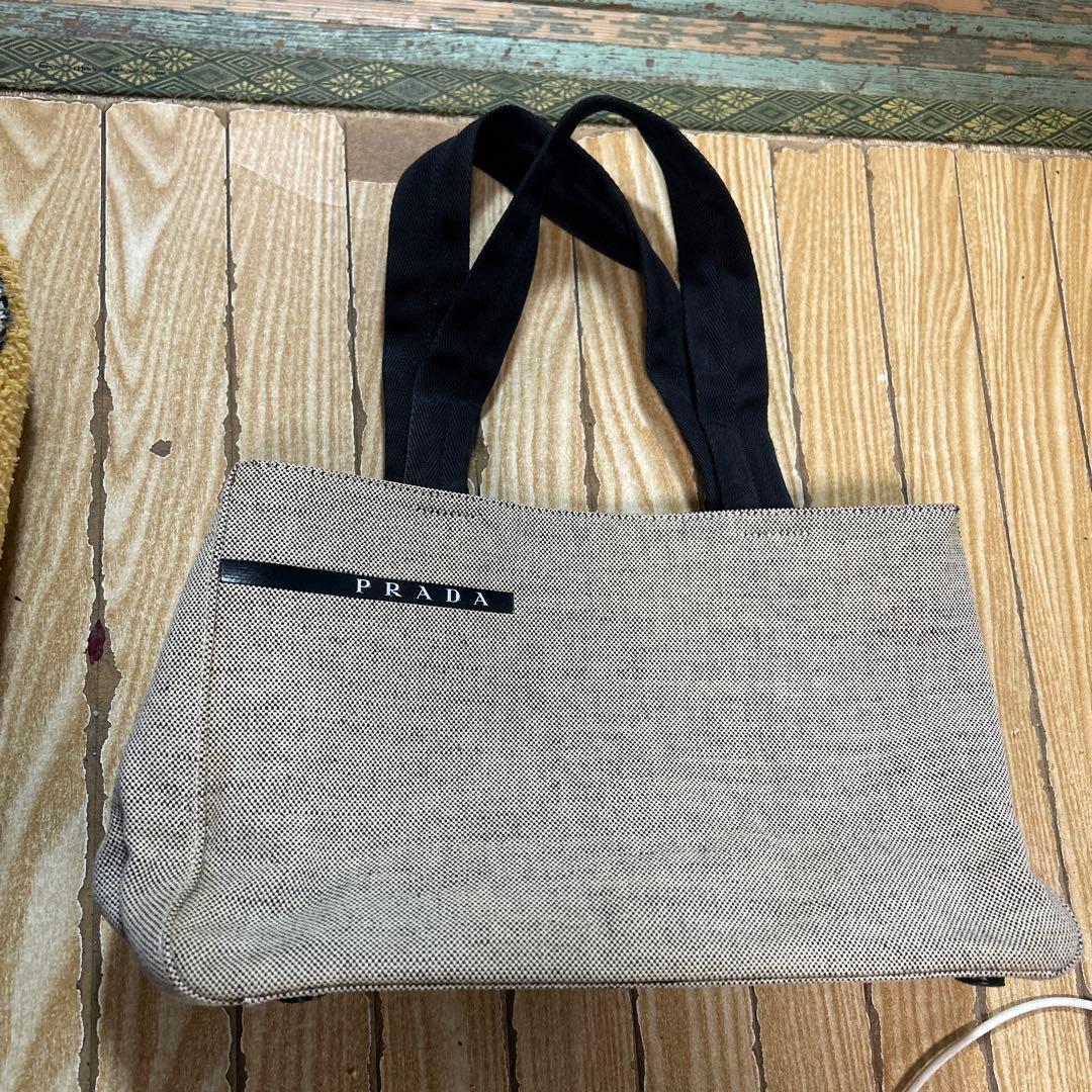 monchi  PRADA キャンバストートバッグ ベージュ/ブラック