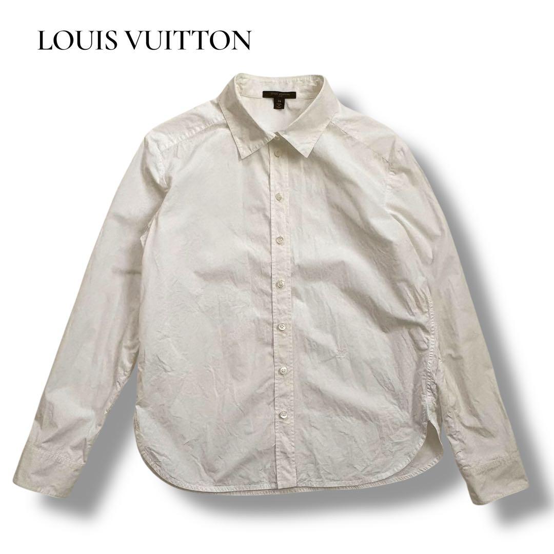 LOUIS VUITTON 長袖シャツ 38 ホワイト ロゴ刺繍