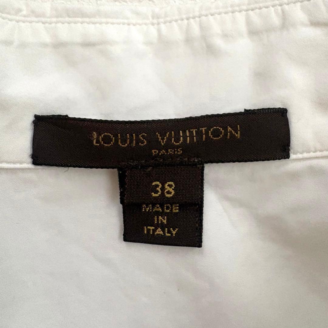 LOUIS VUITTON 長袖シャツ 38 ホワイト ロゴ刺繍