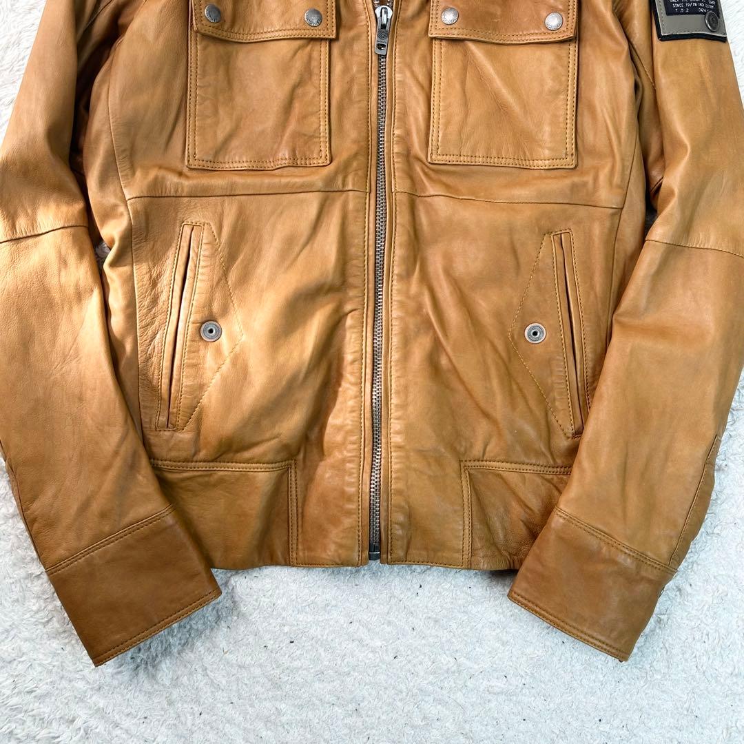 DIESEL レザージャケット 羊革 ミリタリー Sブラウン シープレザー