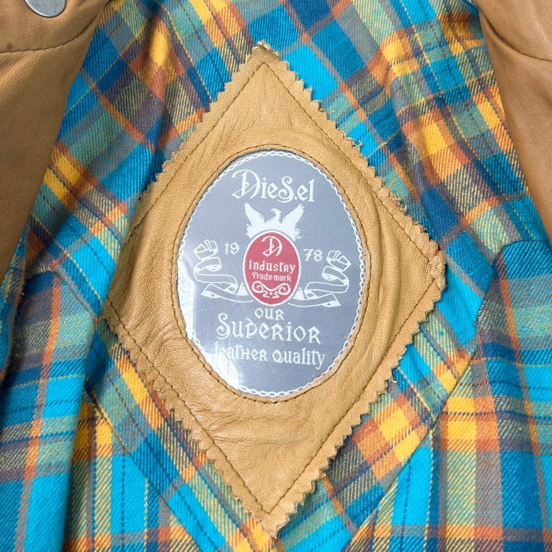 DIESEL レザージャケット 羊革 ミリタリー Sブラウン シープレザー