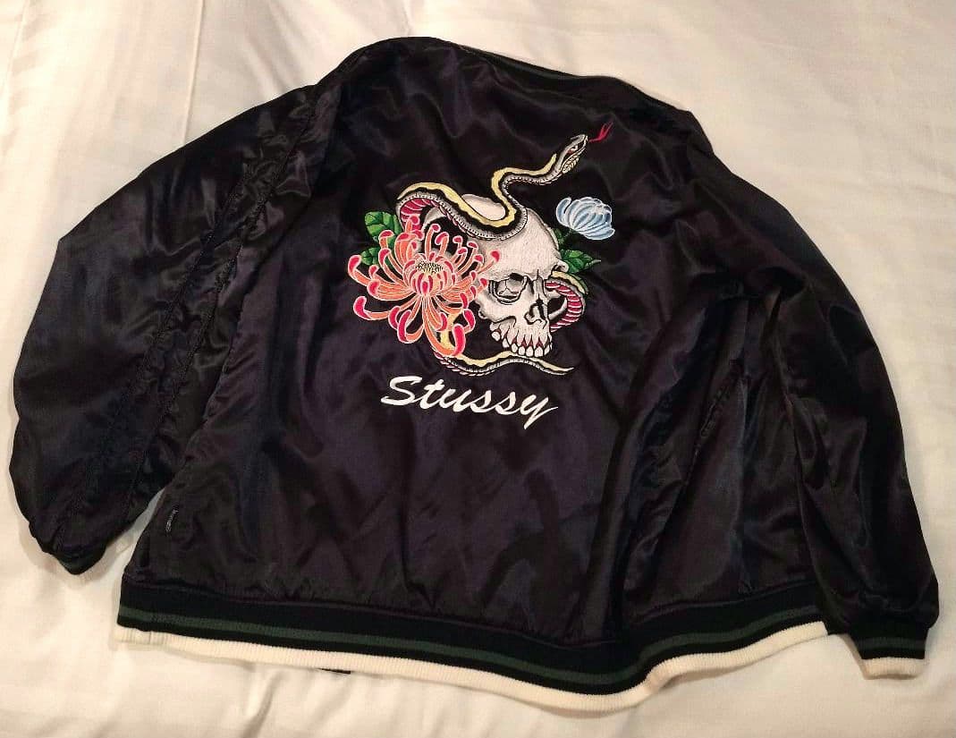ひろ★stussy リバーシブル　スカル&スネーク スカジャン XL