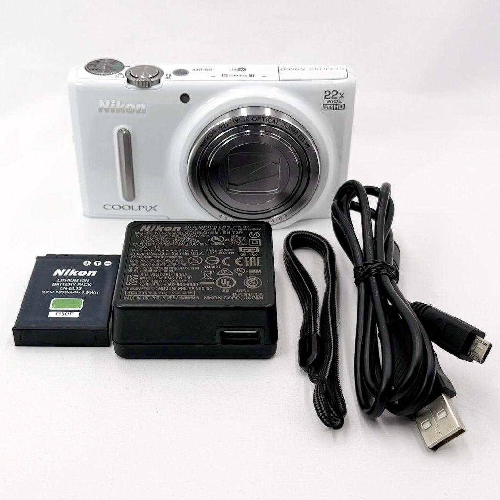【美品】ニコン COOLPIX S9600 ホワイト コンデジ カメラ 中古