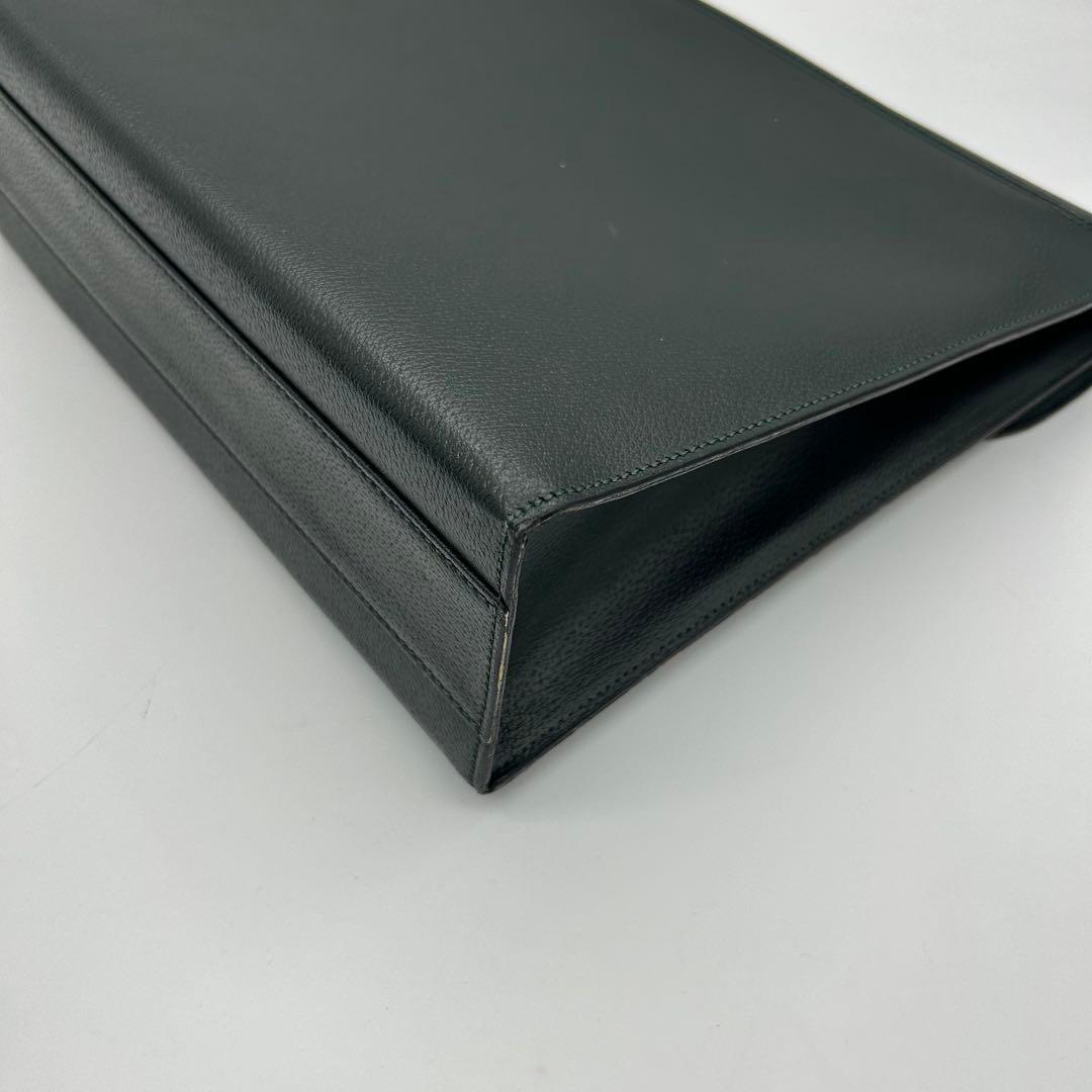 【極美品】　アクアスキュータム　ビジネスバッグ　オールレザー　濃緑　A4　自立