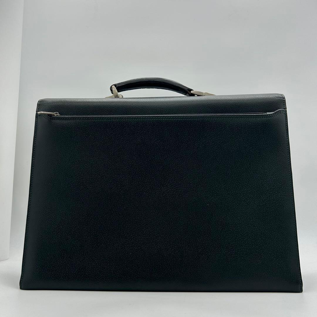 【極美品】　アクアスキュータム　ビジネスバッグ　オールレザー　濃緑　A4　自立