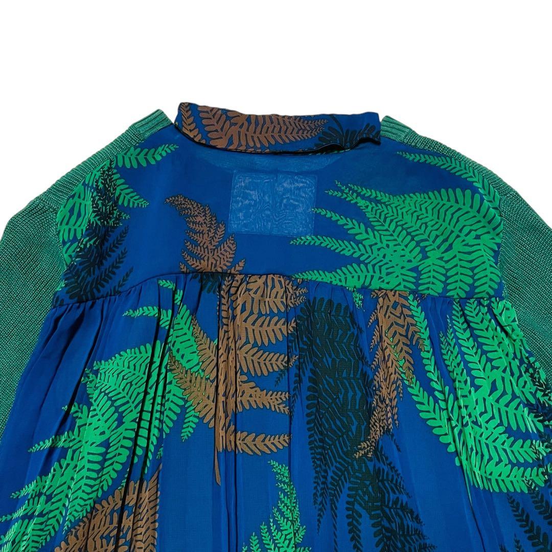 サカイ　バックプリーツ　ドッキング　ニット　セーター　プルオーバー　ボタニカル