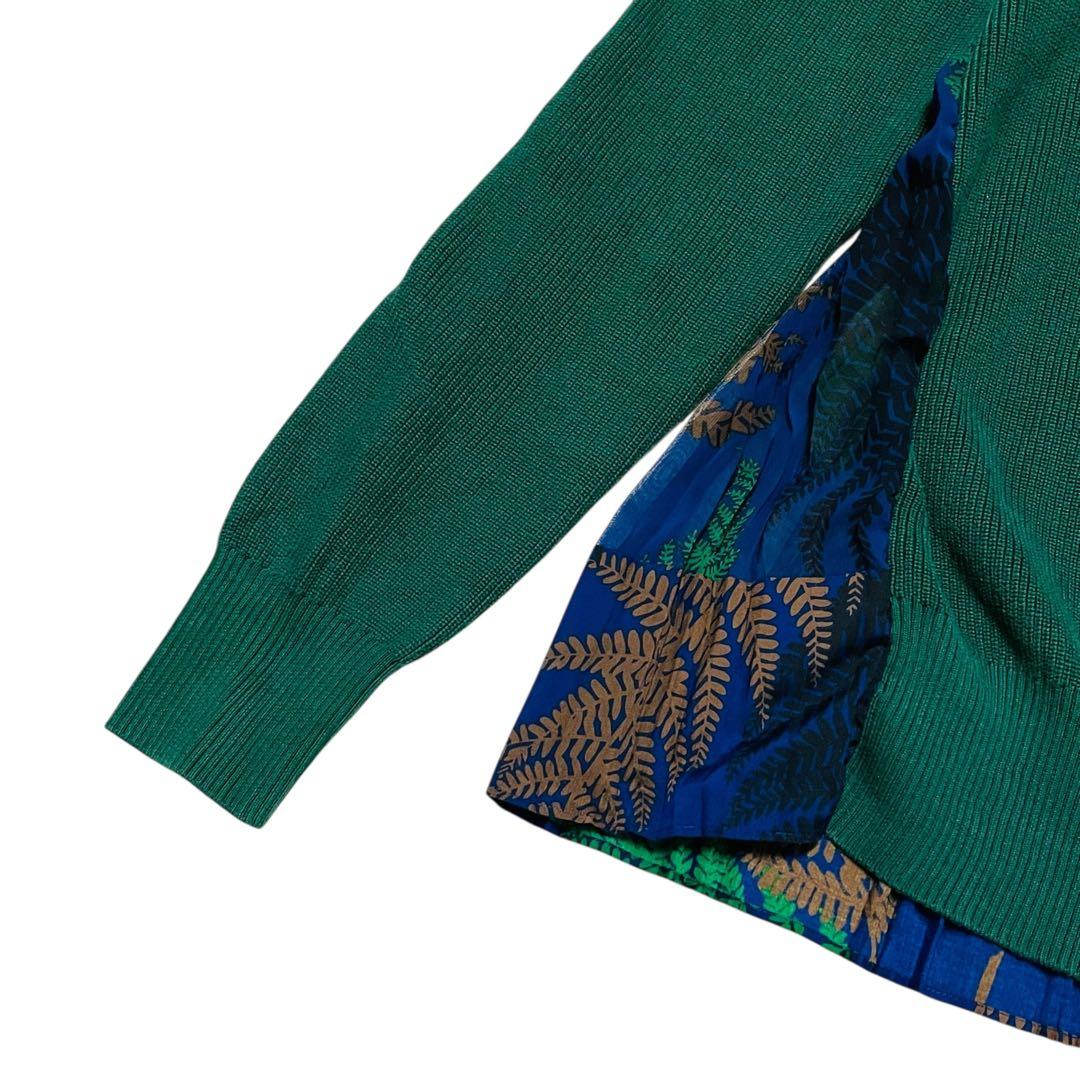 サカイ　バックプリーツ　ドッキング　ニット　セーター　プルオーバー　ボタニカル