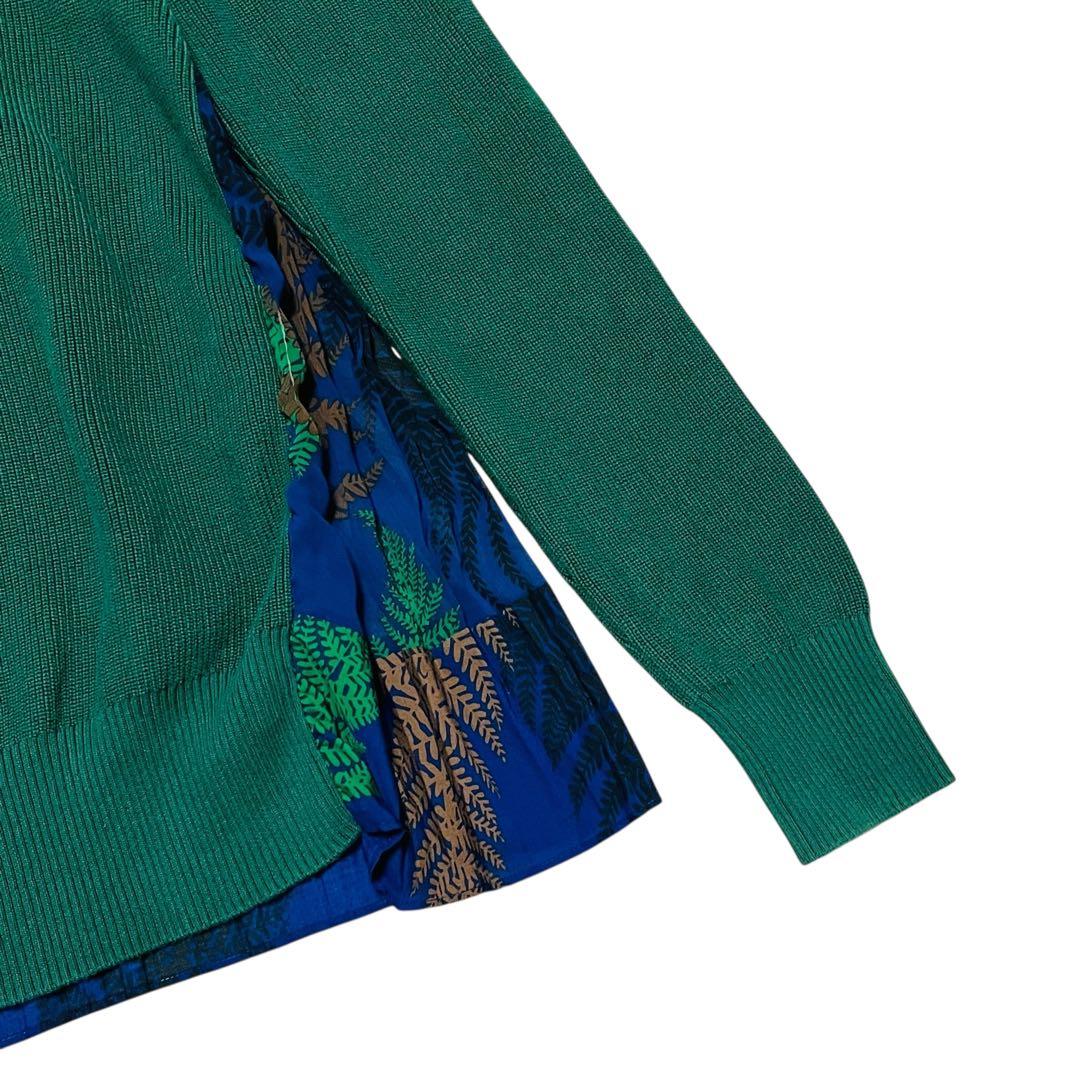 サカイ　バックプリーツ　ドッキング　ニット　セーター　プルオーバー　ボタニカル