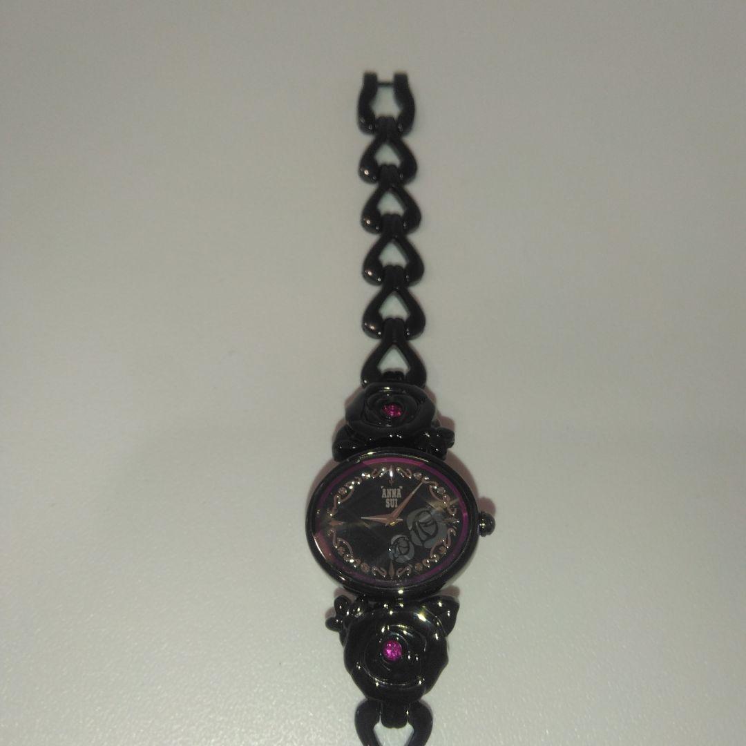 美品　限定モデル ANNA SUI ブラックローズ時計　アナログ