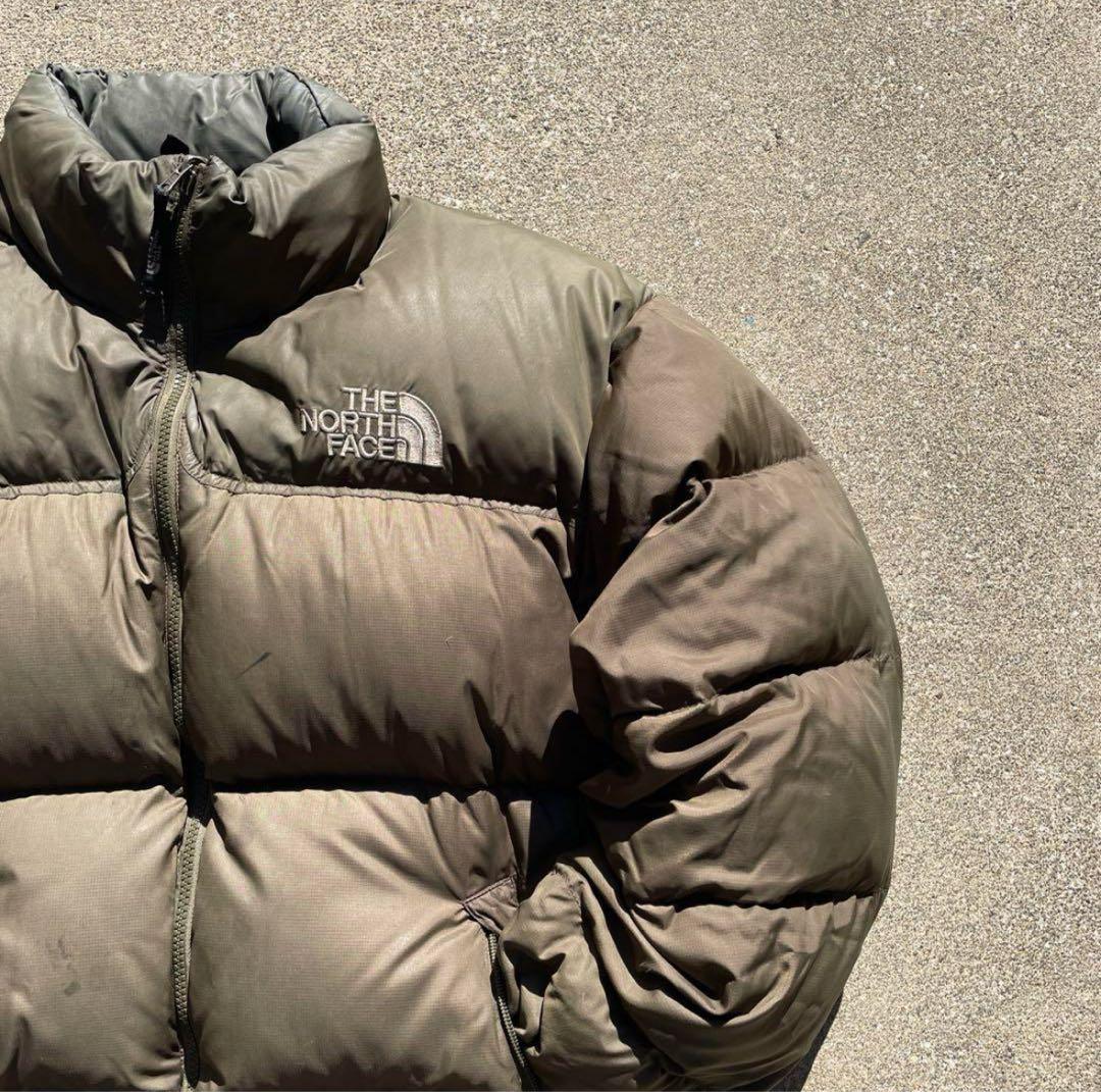 【希少！】美品！90s レトロヌプシ　センターロゴ　カーキ　M ノースフェイス