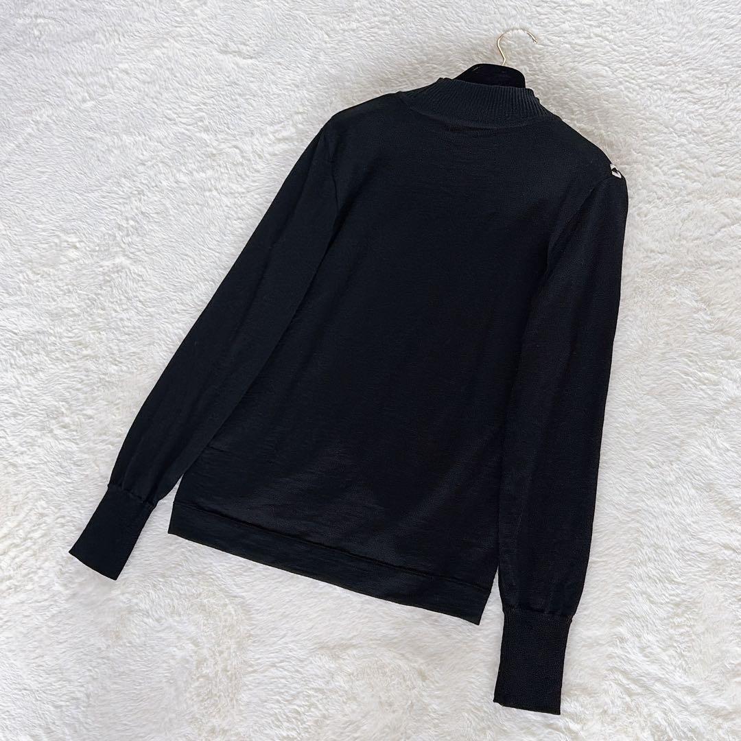 美品✨希少【レオナール】ウール100%総柄ロゴ タートルネックニット 黒 40