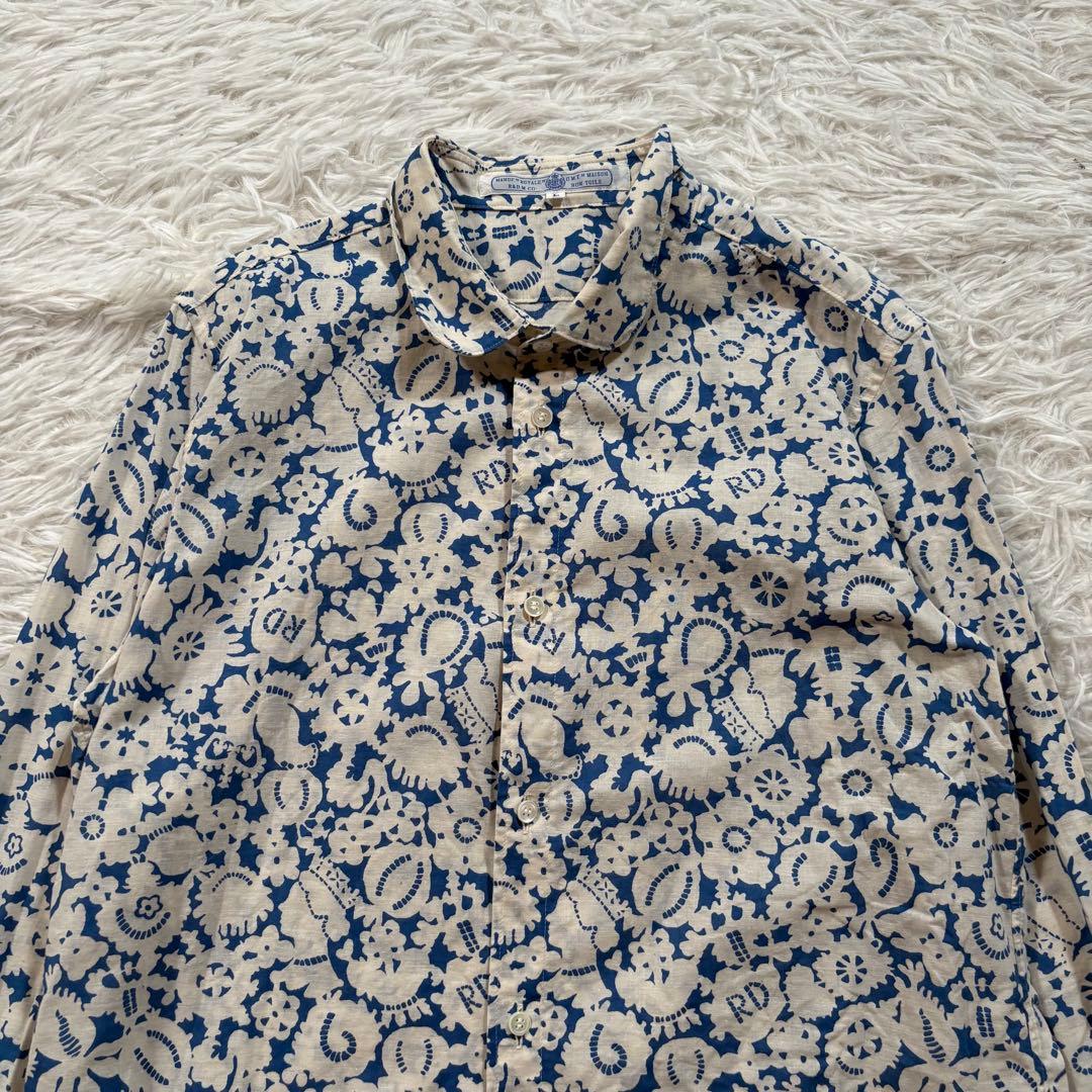 オールドマンズテーラー　ラウンドカラー　シャツ　ブラウス　ブルー　長袖　Lサイズ