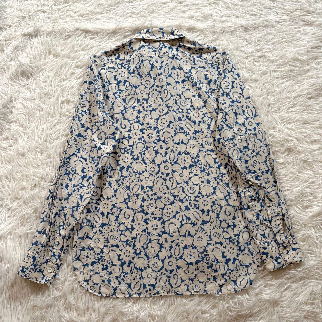 オールドマンズテーラー　ラウンドカラー　シャツ　ブラウス　ブルー　長袖　Lサイズ