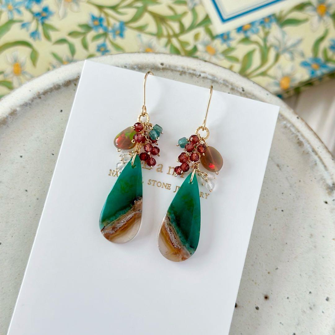 オパライズドウッド・オパールピアス/イヤリング