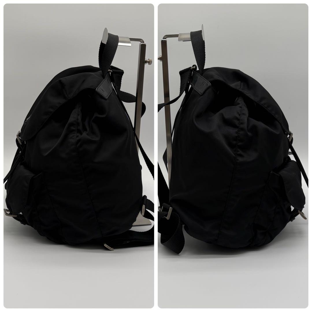 美品　PRADA プラダ リュック バックパック 三角ロゴ 巾着 ナイロン 黒