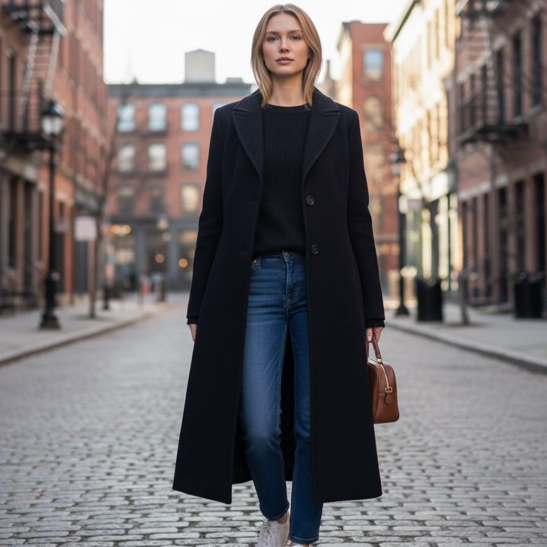 イタリア製　MAX&CO 高級　アンゴラ　ウール　ロング　コート　女優襟