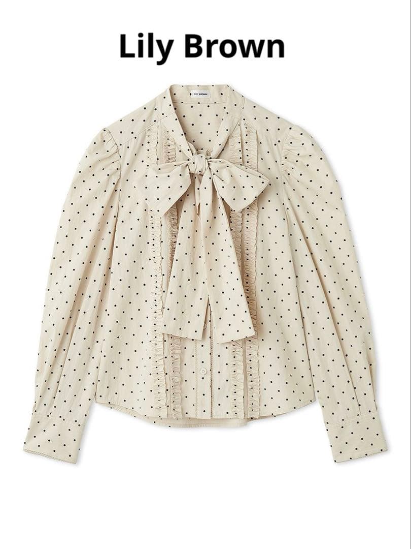 LILY BROWN ボウタイフリルレースブラウス