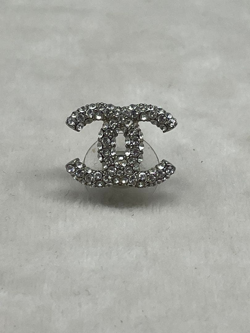Chanel シャネル CC ロゴ スタッド ピアス クリスタル シルバー