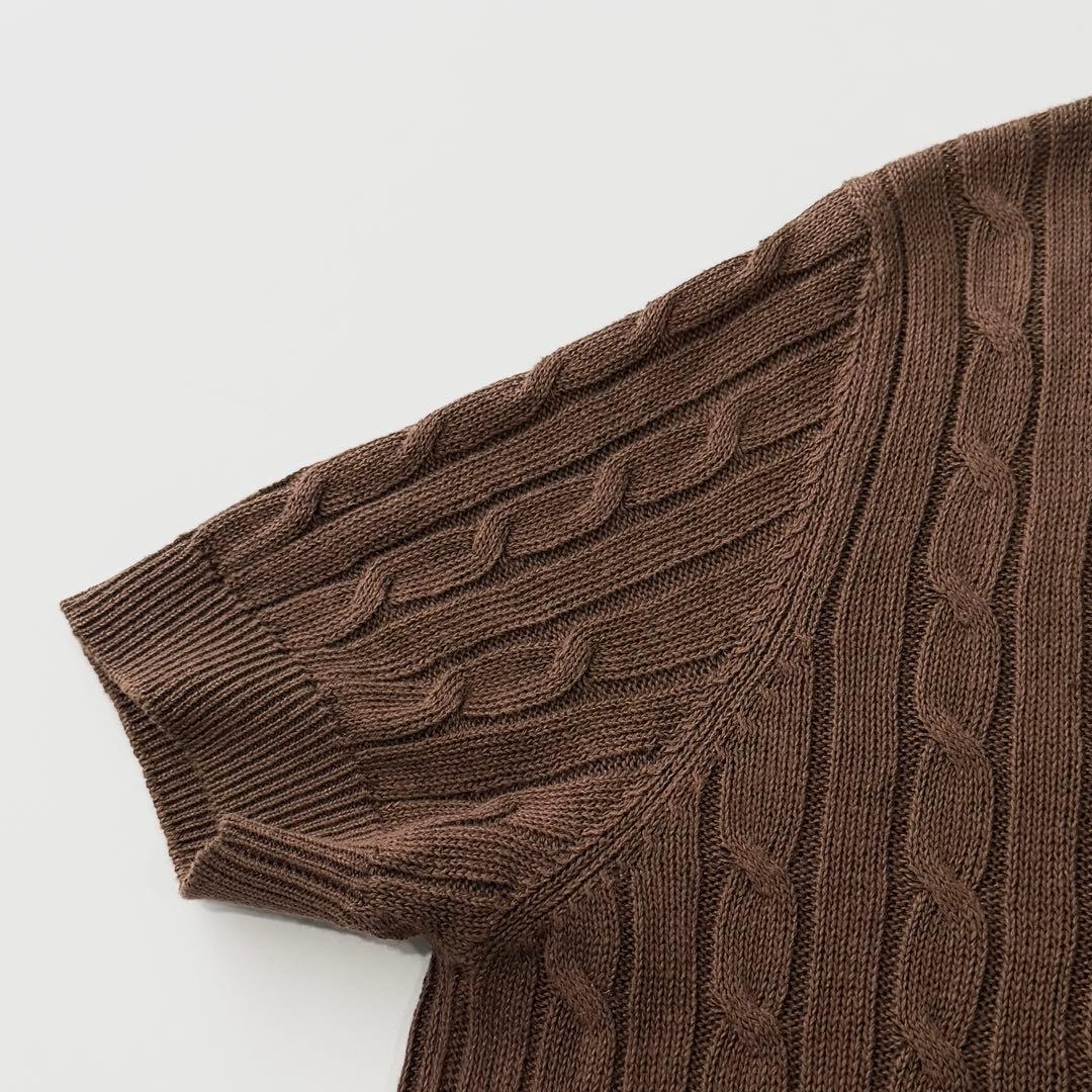 ブルネロクチネリ リネン コットン Vネック ケーブル ニット 46