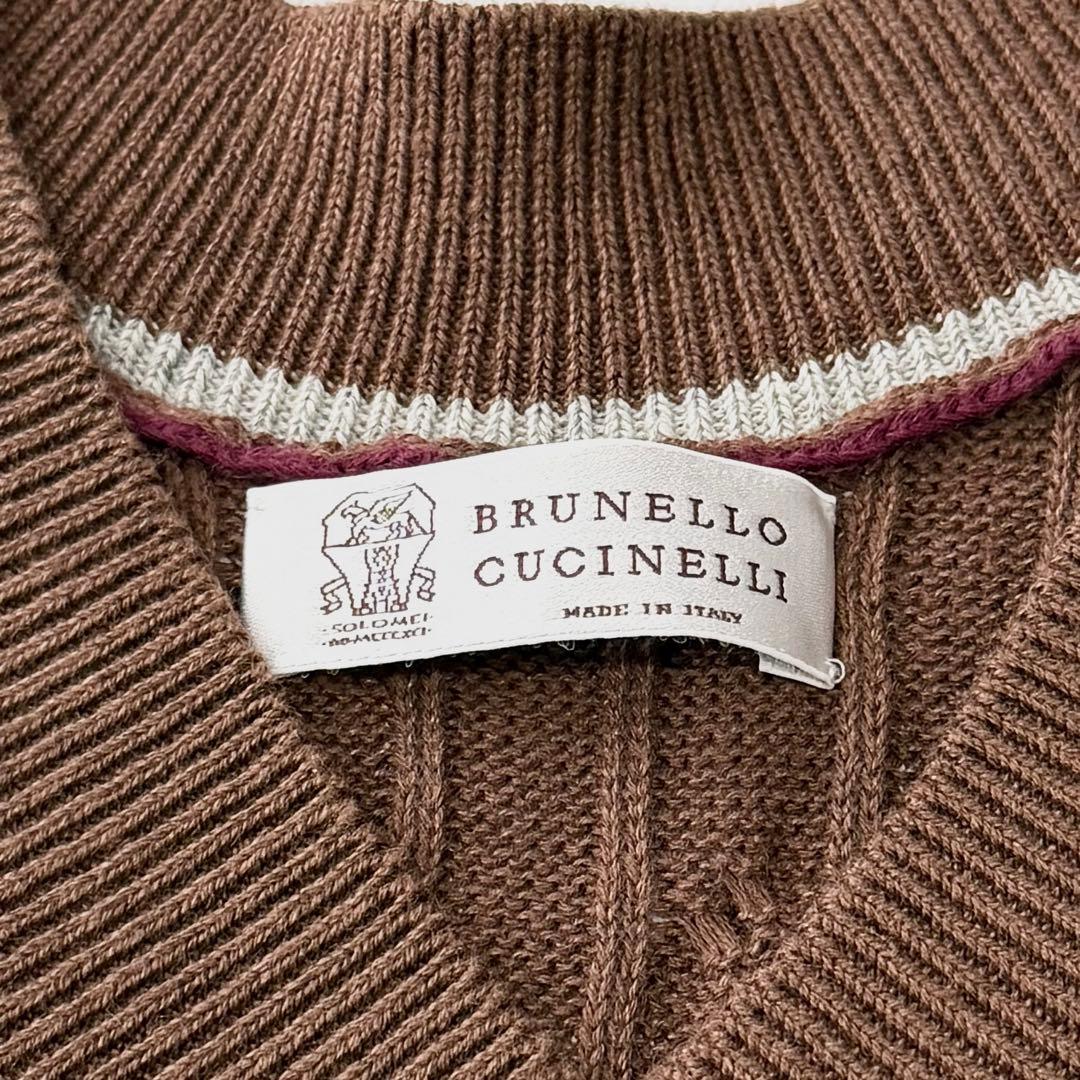 ブルネロクチネリ リネン コットン Vネック ケーブル ニット 46