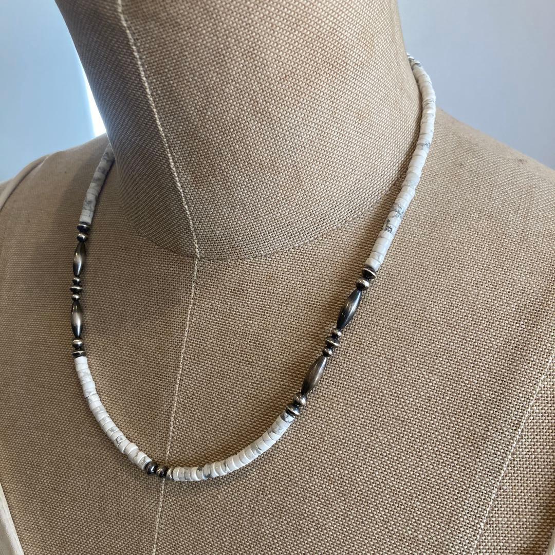 551ホワイトターコイズとSV925製ナバホパールのオリジナルネックレス