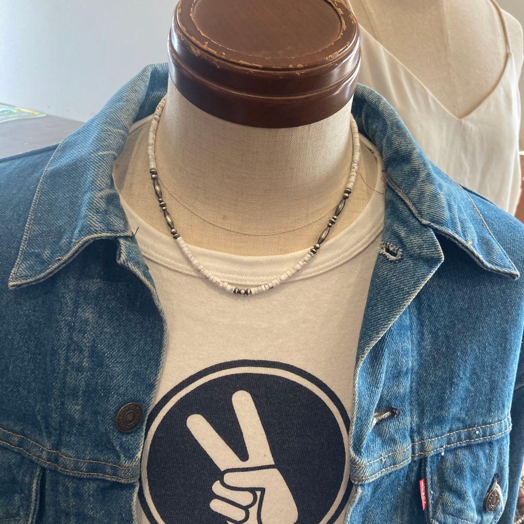 551ホワイトターコイズとSV925製ナバホパールのオリジナルネックレス