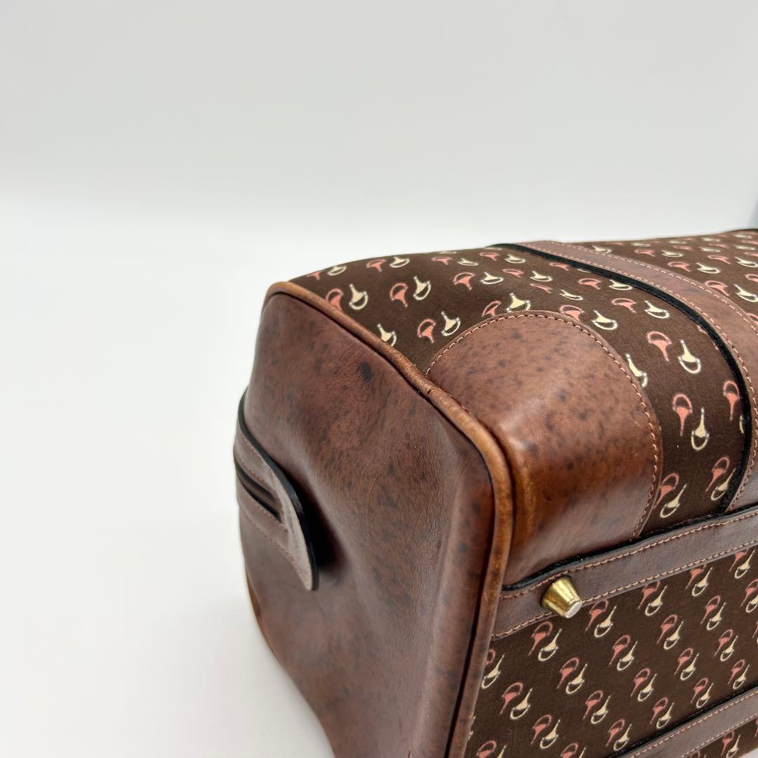 GUCCI オールドグッチ ミニ ボストンバッグ ホースビット柄 ブラウン