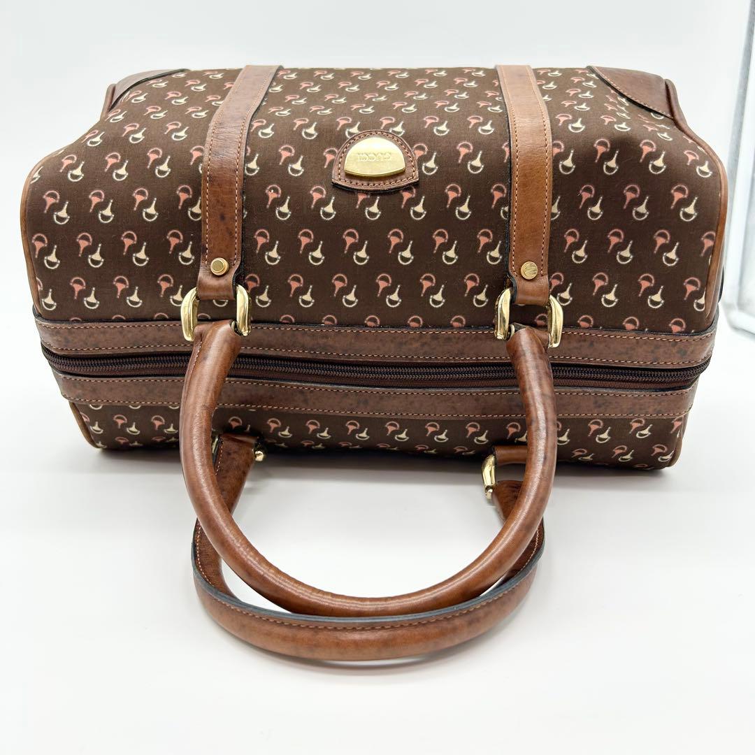 GUCCI オールドグッチ ミニ ボストンバッグ ホースビット柄 ブラウン